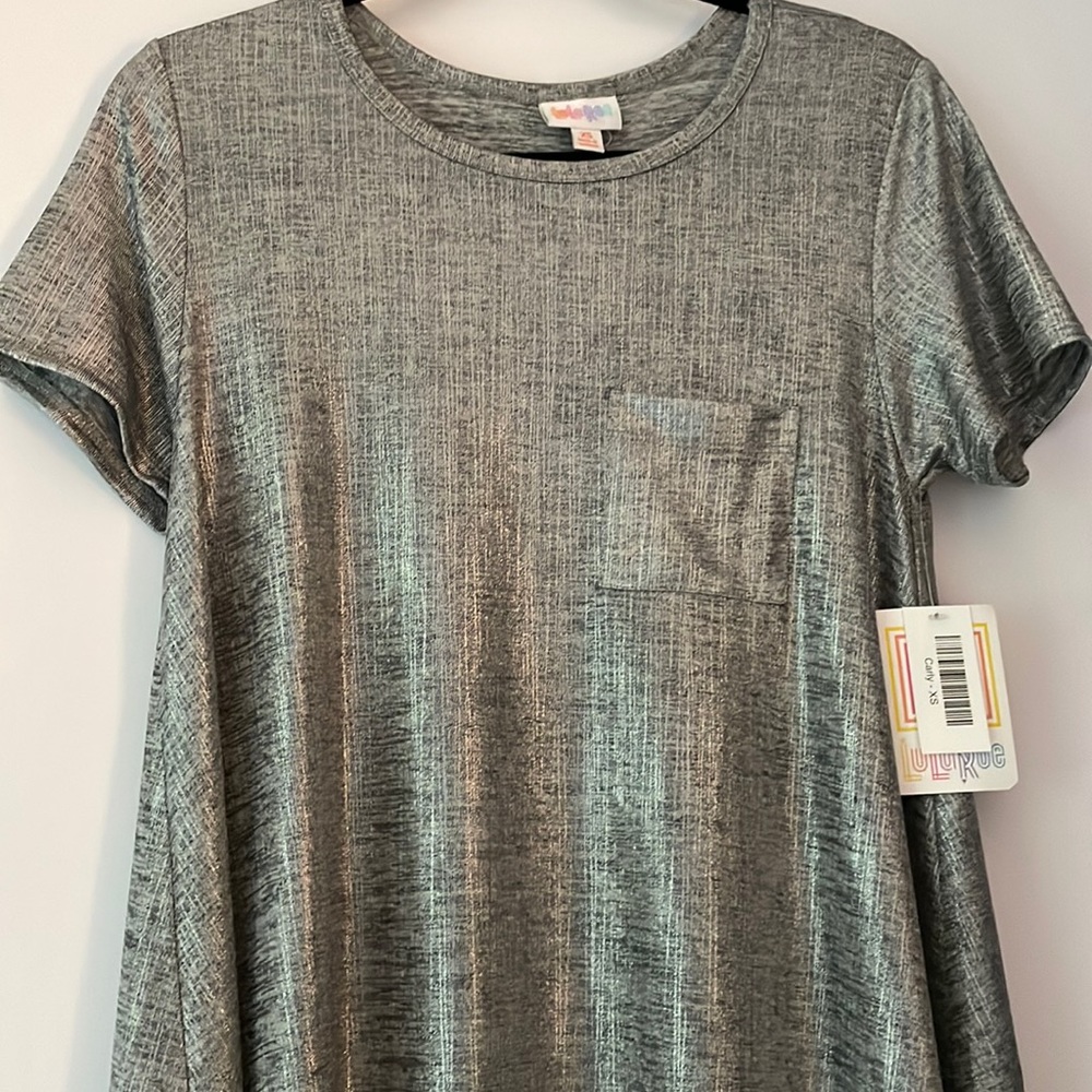 Xs lularoe silver holiday Carly dress nwt